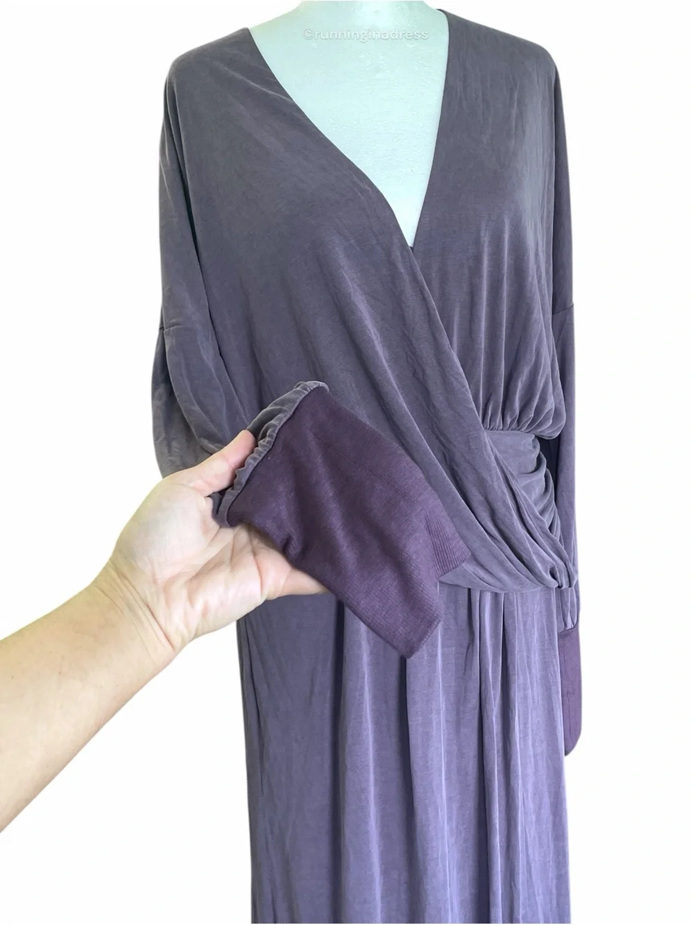 Free People Riley Cupra Wrap Maxi Dress Plum Purple Medium M NWOT Boho Slit